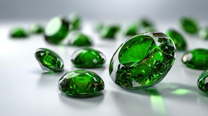 Emerald gems collection close up