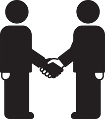 Two silhouette figures shaking hands illustrating agreement cooperation partnership and dealmaking