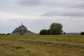 Farmland in the outskirts of the village of Mont Saint Michel on the French Atlantic coast