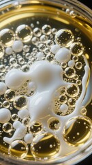 Close-up of Bubbles and Foam in a Liquid Substance