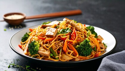 Chinese Stir Fried Asian Chow Mein Noodles