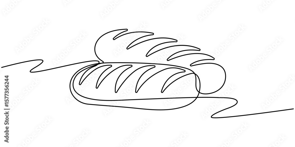 Poster bread continuous line icon, continuous line drawing of a slice of bread. minimalist design for baker