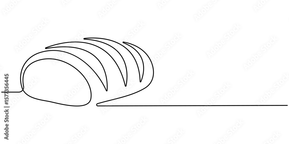 Poster bread continuous line icon, continuous line drawing of a slice of bread. minimalist design for baker