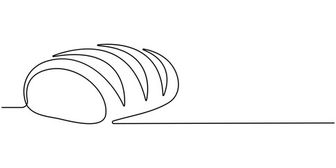 Bread Continuous Line Icon, Continuous line drawing of a slice of bread. Minimalist design for bakery, Fresh breads one line  continuous drawing. baguette continuous one line illustration, continuous 