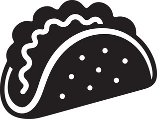 Silhouette vector of a taco with filling, ideal for Mexican food, street food, or fast food themed designs.