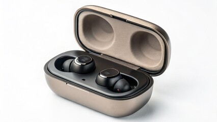 Wireless earbuds in charging case isolated on white background offer a convenient and highquality...