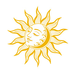 Golden Sun and Moon Celestial Design
