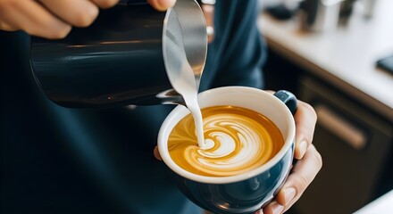 Barista Pouring Latte Art in Slow Motion