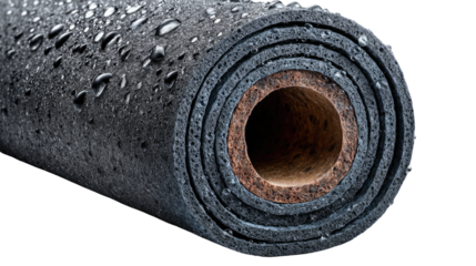 Rolled Material with Water Droplets: A detailed shot of a rolled material shows its intricate layered design, texture, and droplets of water on surface.