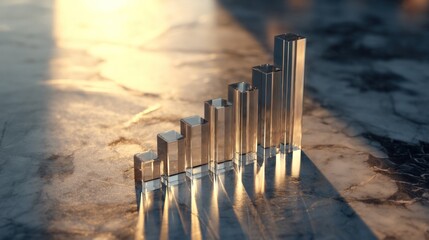 Photo of a gleaming crystal graph ascending on a marble surface, representing business growth and financial success