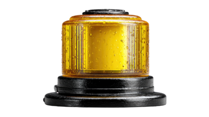 Safety Beacon: A detailed close-up of an amber emergency light, ready to warn and guide in times of crisis or alert.