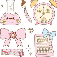 Pastel Pink Kawaii Study Tools and School Accessories