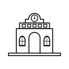 Train station building line icon, Railway station building. Flat style vector illustration design for mobile app and web sites.