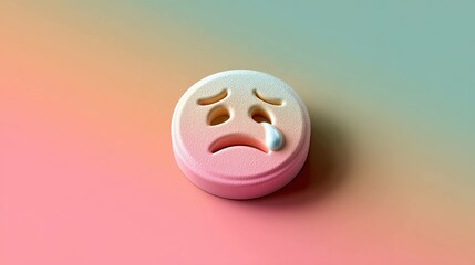 Fototapeta premium Sad emoji pill graphic design