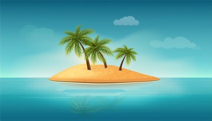 Obraz premium desert tropical island with palm trees