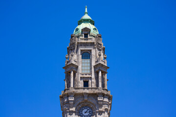 Porto City Hall in Avenida dos Aliados, Portugal. Historic Porto City Hall building on Avenida dos Aliados, a landmark of civic architecture in northern Portugal.