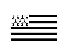 19.epsThe flag of Brittany, a cultural region in northwestern France, is known as the Gwenn ha Du. It features nine horizontal stripes alternating black and white. The black stripes represent the trad
