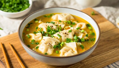 Homemade Asian Chicken Wonton Soup