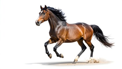 Running horse, isolated white background