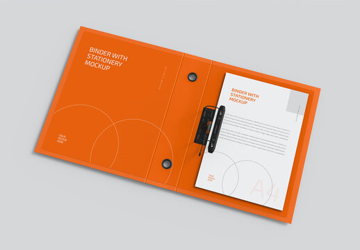 Orange Binder Stationery Mockup