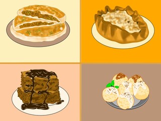 Pop Art Pattern of Popular Desserts and Savory Pastries – Aesthetic Food Grid Design for Print and Digital