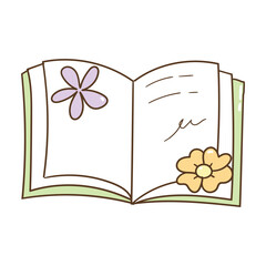Open Book with Flowers Doodle
