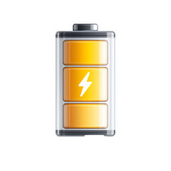 Power Charge Status Icon, Vertical Battery Lightning Symbol