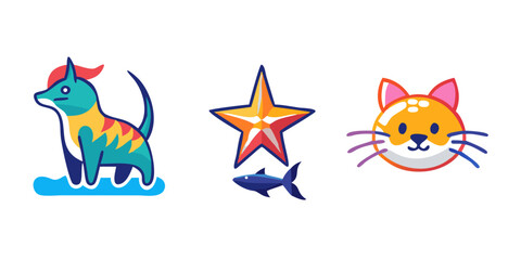 set of funny animals