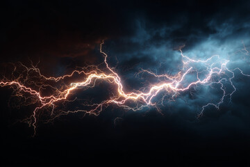 Lightning Flash Overlay with Dramatic Electric Bolt and High-Contrast Glow – Cinematic Storm Effect on Black Background
