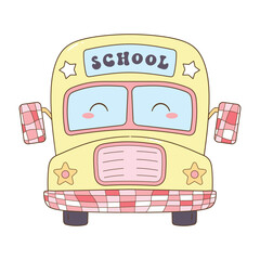 Smiling Kawaii School Bus