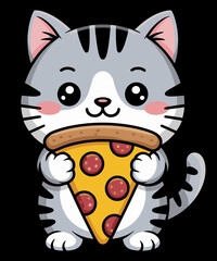 Kitten Eating Pizza funny cat lover