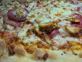 pizza with salami and cheese
