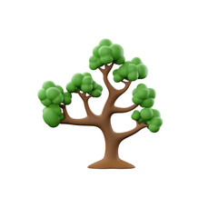 Cartoon green tree, transparent background