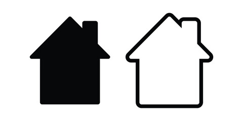 Minimal Home Icons, Filled and Outline House Vector Set for UI Design