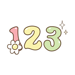 Kawaii Numbers 123 Illustration