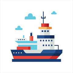 Fototapeta premium Flat Maritime Vessel Icon Set Vector on White