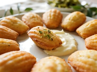 Parmesan-Pistachio Shell Cakes with Whipped Lemon Ricotta. These golden madeleines hide buttery umami inside&mdash;paired with a zesty, cool ricotta dip