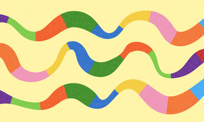 Fun colorful abstract background in doodle style. Simple playful design with hand drawn overlay shapes. Children style colored scribble banner background with doodle rough lines. Playful abstract bg