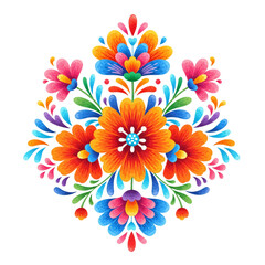 Obraz premium Mexican folk floral ornament. Embroidery pattern. Cinco de Mayo Fiesta design with traditional colors on a transparent background.