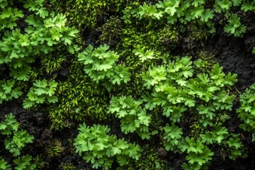 Fototapeta premium Close-Up: Vibrant Green Liverwort and Moss Ecosystem