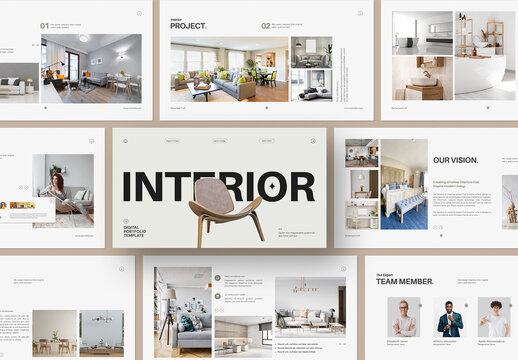 Modern and Elegant Digital Interior Project Portfolio Template Design