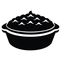 Bold black silhouette of a delicious sweet potato casserole dish perfect for thanksgiving or holiday food designs