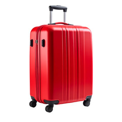 Red Suitcase for Travel: A vibrant red suitcase stands ready, showcasing the anticipation of travel with a close-up shot that highlights its robust design.