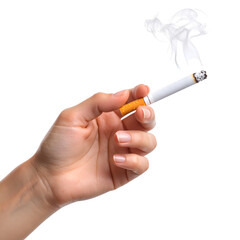 Smoldering Reflection: A close-up captures the delicate dance of smoke rising from a burning cigarette held delicately in a hand. Revealing a moment of contemplation or a hidden vice. 