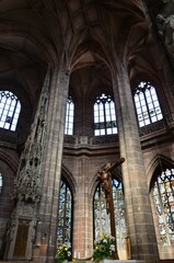 Nuremberg, Germany 10.17.2019: The interior of Lorenzkirche (St. Lorenz church) in Nuremberg