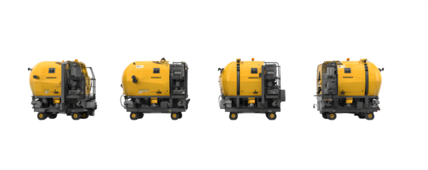 Detailed Realistic High-Resolution Four round balers arranged si PNG cutout, versatile design element, ideal for graphic design and advertising, mockups, professional graphics