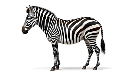 Fototapeta premium Zebra Standing in Profile on Clean White