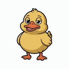 Cute Cartoon Duckling Character Vector Illustration in Fun Comic Style for Children, Mascot Logos, Kids Education, Stickers, Playful Animal Designs Projects Creative.