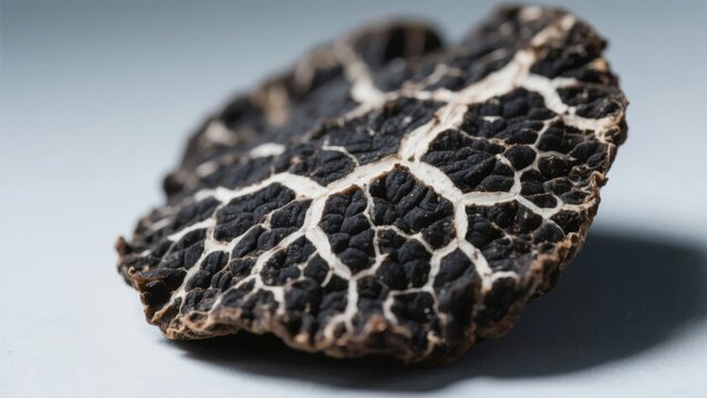 Close-up of a Black Morel Mushroom with Distinctive Honeycomb Pattern