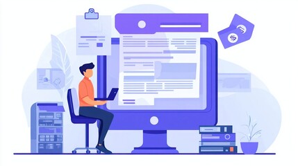 A virtual invoice management system helps a businessman oversee online documentation for improved financial operations